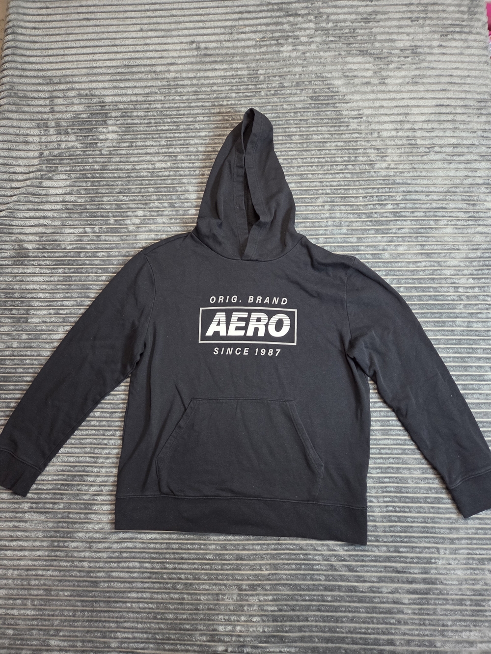 Aeropostale Black Pullover Hoodie with White Logo